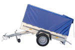 Anhänger Garden Trailer 200 KIPP 200×106 cm 750 kg [mit Hochspriegel, blauer Hochplane und Stützrad]-Neu – Bild 6