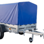 Anhänger Garden Trailer 200 KIPP 200×106 cm 750 kg [mit Hochspriegel, blauer Hochplane und Stützrad]-Neu
