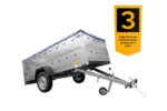 Großer Anhänger 750 kg Garden Trailer 264 KIPP mit Bordwandaufsatz [zusätzliche 40 cm], Stützrad und blauer Flachplane-Neu – Bild 3