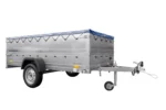 Großer Anhänger 750 kg Garden Trailer 264 KIPP mit Bordwandaufsatz [zusätzliche 40 cm], Stützrad und blauer Flachplane-Neu – Bild 6