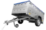 Kfz Anhänger 750 kg Garden Trailer 201 KIPP mit zusätzlichen Bordwänden, Stützrad und blauer Flachplane-Neu