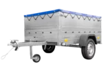 Kfz Anhänger 750 kg Garden Trailer 201 KIPP mit zusätzlichen Bordwänden, Stützrad und blauer Flachplane-Neu – Bild 4