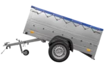Kfz Anhänger 750 kg Garden Trailer 201 KIPP mit zusätzlichen Bordwänden, Stützrad und blauer Flachplane-Neu – Bild 5