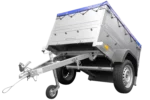 Pkw Anhänger Neu Garden Trailer 150 KIPP mit zusätzlichen Bordwänden, Stützrad und blauer Flachplane-Neu